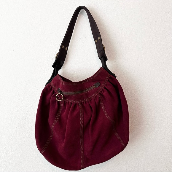 Lucky Brand Bags Lucky Brand Suede Hobo Bag Burgundy Poshmark